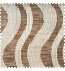 Chocolate brown and beige color complete texture finished vertical wave bold stripes with horizontal lines polyester main curtain 